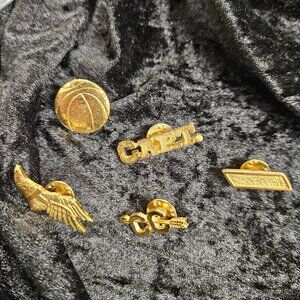 Collection of 5 Sports Pins (Backetball, CAPT, CC, Pin, Track)